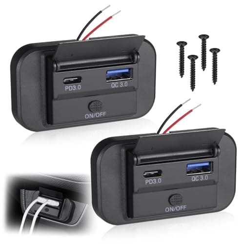 Image of JIZZU 2Pcs Dual USB Car Charger Socket with Switch, 55W PD USB C Charging Socket, 36W QC3.0 Charging Socket, Type C Motorhome Sockets 12V / 24V for Boat SUV Caravan RV Truck Marine