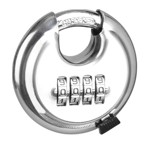 Image of DIGIFLEX Heavy Duty Combination DISC Padlock - 4-Digit Security for Your Property - Toughened Stainless Steel Construction