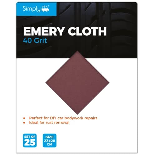 Image of Simply EMC40 40 Grit Emery Cloth - Pack of 25 - Perfect for DIY Car Bodywork Repairs, Machine, Manual Sanding, Furniture and Home Improvement