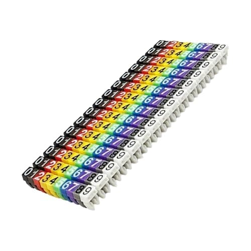 Image of 200Pcs Clip on Wire Markers 0-9 Coded, Wire Number Labels Colorful Wire Numbering Marker Tube Cable Marker, C-Type Marker Clip on String Cable Identification for Marking Color Coded Cables (1.5mm²)