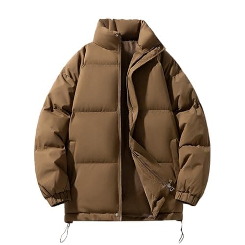 Image of Beokeuioe Women's Winter Jacket Down Jacket Lightweight Blouson Jacket with Zip Quilted Jacket Y2K Jacket Girls Quilted Transition Jacket Lined Stand-Up Collar Puffer Jacket Winter Parka, coffee, 4XL