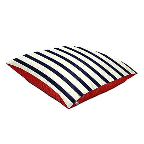 Image of rucomfy Beanbags Outdoor Adult Square Floor Cushion Bean Bag. Use in Garden as Large Cushion or Sun Lounger. Water Resistant 70 x 70cm (Navy Nautical Stripe)