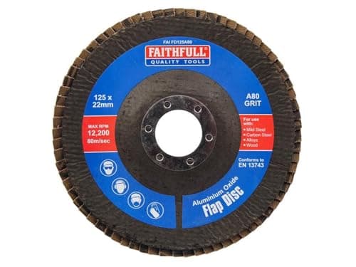 Image of Faithfull Sanding Flap Disk Amuninium Oxide 80 Grit (Medium) 215mm (5") For Angle Grinders