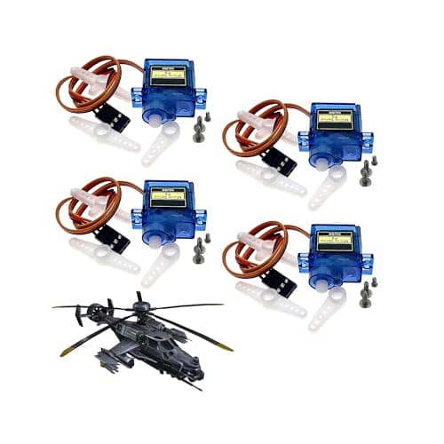Image of SG90 Servo Motors,4 Pcs SG90 9G Micro Servo Motor, Micro Servos for Rc Toys Robot Arm Helicopter Airplane Remote Control,Metal Geared Motor Kit,Compatible with Arduino