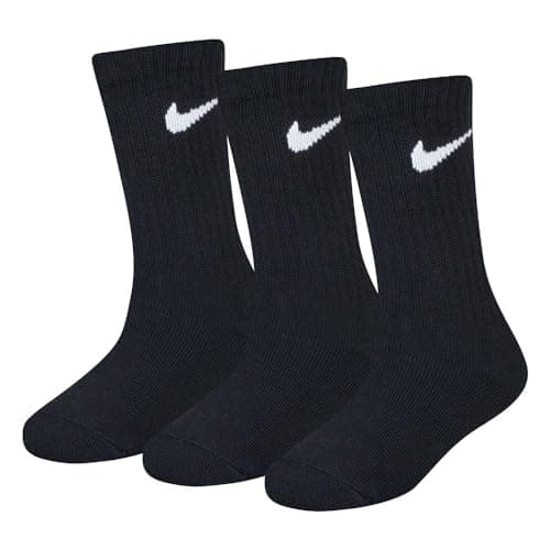 Image of NIKE Boys Kids Basic Pack Crew 3pk Eu 27-35 SOCKS, Black, 5-7 Years EU