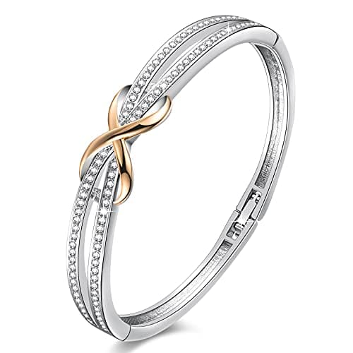 Image of Angelady Infinity Bracelet for Womens, Silver Infinity Bracelets Bangles for Women Rose/Yellow Gold Bracelets Ladies Bracelets Birthday Mother's Day Gifts for grandmother/Mum/Wife