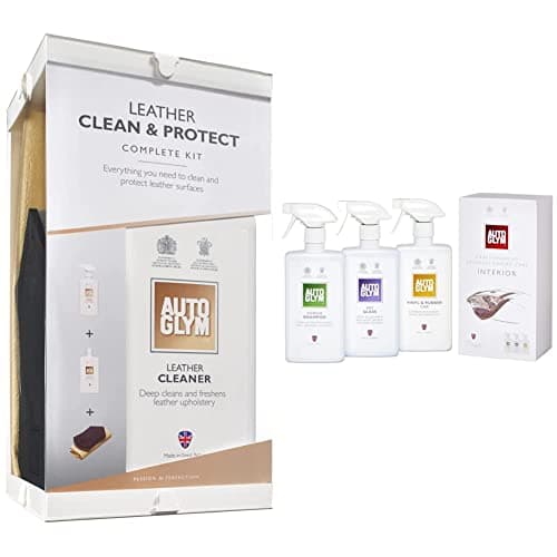 Image of Autoglym Leather Clean & Protect Complete Kit & The Collection - Perfect Interiors - The Ideal Car Cleaning Kit That Includes Interior Shampoo, Fast Glass, and Vinyl & Rubber Care