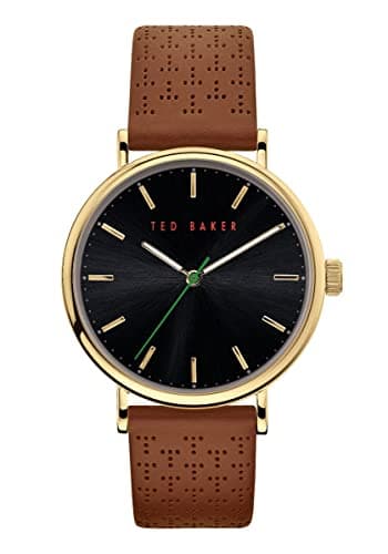 Image of Ted Baker Mens Watch with Black Dial and Brown Leather Strap BKPMMF911