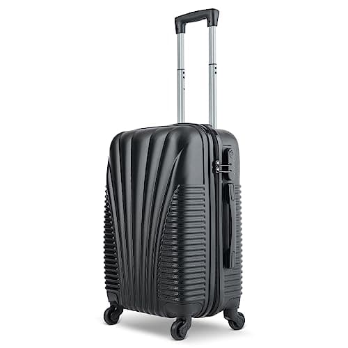 Image of SA Products Cabin Suitcase - Hardshell Airline-Approved Luggage Bag for Travel - Cabin Bag with Inner Pockets, Extendable Top Handle, Side Handle, 4 Spinner Wheels, Lock - 55x22x38cm, 35L, Black