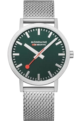 Image of Mondaine A6603036060SBJ Men's Analogue Quartz Watch with Stainless Steel Strap, Silver, Bracelet