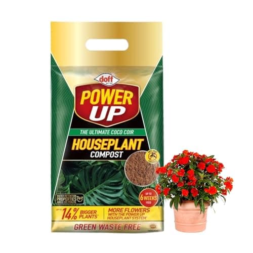 Image of Doff Power Up Houseplant Compost – The Ultimate Coco Coir Growing Mix 10L | Enriched with Peat-Free Compost Plus Perlite for Indoor Plants | Improves Root Growth & Water Retention | Up to 6 Weeks Feed