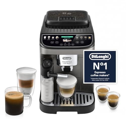 Image of De'Longhi Magnifica Evo Next ECAM312.80.TB, Automatic Coffee Machine With Automatic Milk Frother, Bean To Cup Coffee and Cappuccino Machine with Intuitive Touch Display, Black/Titanium