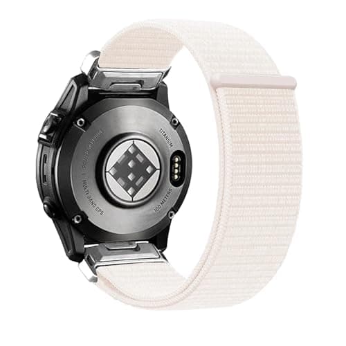 Image of EKINGEEK 20mm Hook and Loop Nylon Watch Strap for Garmin Fenix 7S/6S/5S, Epix Pro Gen 2 42mm, Soft Quickfit Replacement Sport Band for Descent Mk3/Mk3i 43mm, Approach S70 42mm White (Silver)