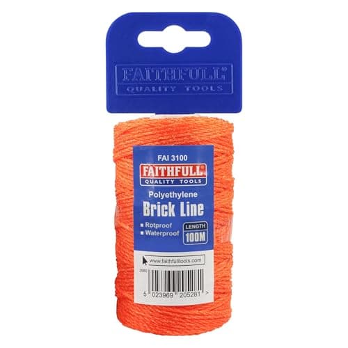 Image of Faithfull FAI3100 Orange Poly Brick Line 100M (330ft) Breaking Strength 27kg