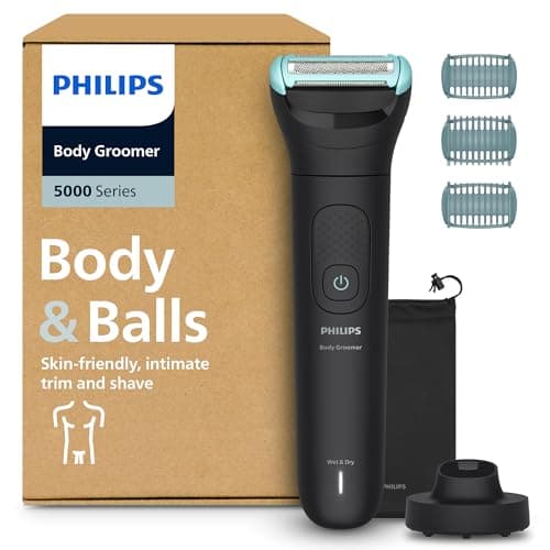 Image of Philips Body Groomer 5000 Series - Trimmer for Men with Triple Protect Shave System, Intimate Trim & Shave, 100% Showerproof, 100 Min. Runtime, Model BG5485/30