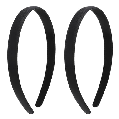 Image of JIYIN 2 Pcs Satin Black Headbands for Women, Plain Wide Hair Band Fashion Solid Hairband Non-Slip Elastic Hoops for Women Girls Cosplay Christmas Valentine's Day Gifts
