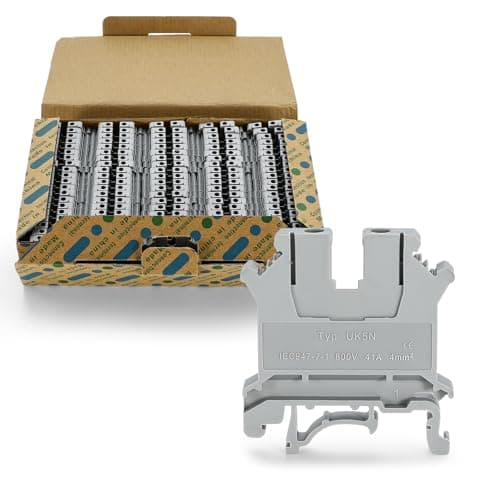 Image of 100pcs UK-5N Din Rail Terminal Blocks Wire Ground Application for 800V 24-10AWG 4mm Electrical Distribution Box Connector Screw Solar Power System Project PLC Industrial Control Automation DIY CNC RV