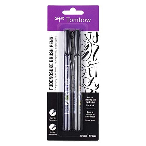 Image of Tombow Fudenosuke Brush Pen 2 Pens Set,Black