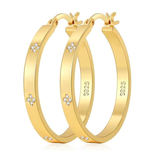 Image of BMMYE 4mm Gold Hoops Earrings for Womens, 14K Gold Plated Rhinestone Hoop Earrings Hypoallergenic CZ Hoops for Sensitive Ears Non Tarnish Lightweight Sparkly Cubic Zirconia Hoop Earring Jewelry Gifts