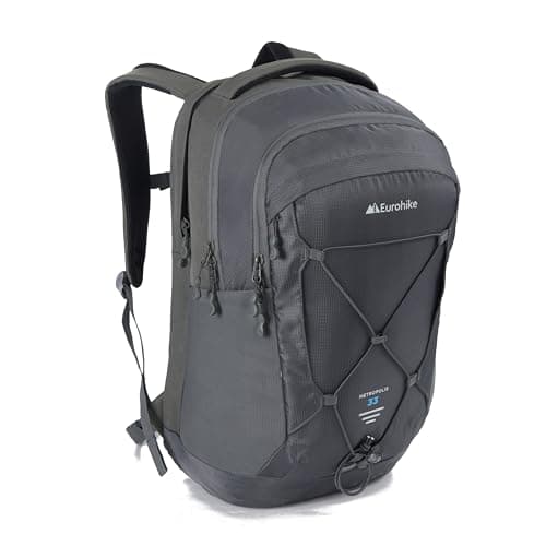 Image of Eurohike Metropolis 33 Litre Backpack with Laptop Sleeve, 33L Daysack, Durable, Adjustable & Ventilated Rucksack, Bag for Men & Women, Ideal for Commuting, School, Work, Hiking & Travel (Grey)