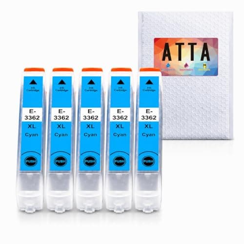Image of ATTA 33XL Cyan Ink Cartridges for Epson 33 33XL Cyan Ink for Epson Expression Premium XP630 XP640 XP7100 XP-830 XP-900 XP-7100 XP-645 XP-530 XP-635 XP-540 5-pack