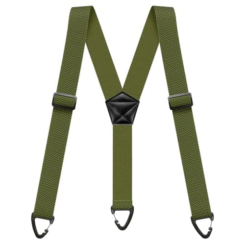 Image of Hidden Braces For Trousers 40mm Wide Mens Suspenders Adjustable Elastic Heavy Duty Braces With 3 Snap Loop For Jeans Pants Deep Olive Green Brace