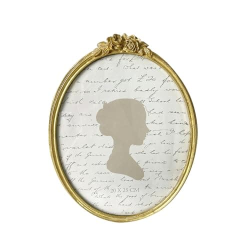 Image of Sunlit Vintage Picture Frame 8x10 Inch, Oval Antique Photo Frames with Glass Front, Luxury Photo Display, Tabletop Wall Hanging, Gift Ideas, Golden Rose