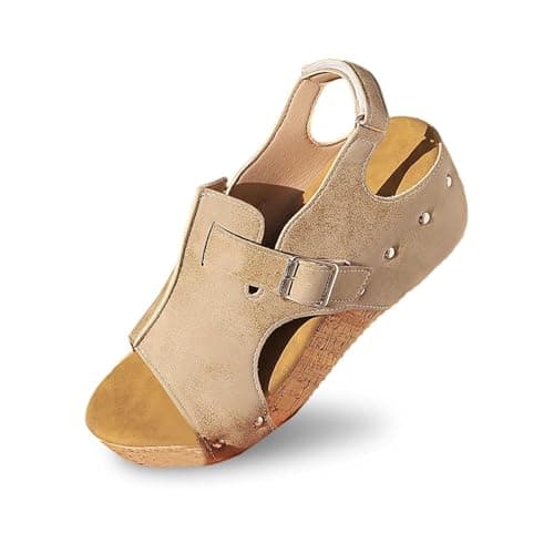 Image of Generisch Women's Shoes Black 41 Platform Wedge Sandals Temperament Non-Slip Shoes Platform Sandals Women Red, khaki, 7 UK