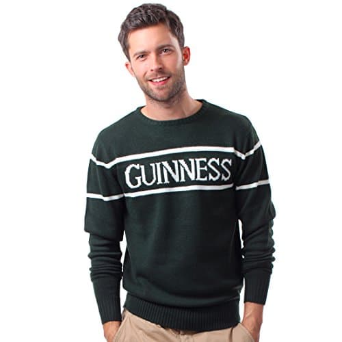 Image of Guinness Official Men's Knit Jumper With White Text, Bottle Green, XLarge