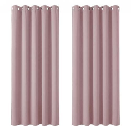 Image of Deconovo Super Soft Thermal Insulated Blackout Curtains Eyelet Curtains Bedroom 66 x 72 Inch Pink Lavender 2 Panels