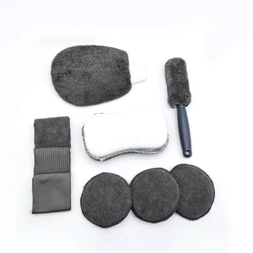 Image of CIHAQQ 9 Pcs Car Cleaning Kit Fit for BMW X3 F25 2010-2017, Professional Microfiber Car Wash Mitt and Wheel Brush Set with Sponge Applicator Pads