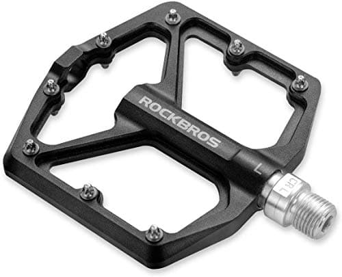 Image of ROCKBROS Bike Pedals, Aluminum Mountain Bike Pedals, 9/16 Inch Bicycle Pedals Anti-Slip Durable Sealed Bearing Black Red Blue for MTB Road Bike