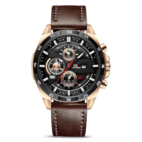 Image of OFFCUP Mens Watches, 55MM Men's Chronograph Watch, Leather Analog Quartz Watch with Date Luminous, Business Casual Fashion Gents Wrist Watches Elegant Gift for Men