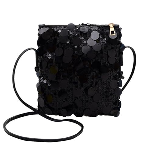 Image of LOCCY Sequin Crossbody Bag for Women, Small Cross Body Handbags Sparkly Sequin Crossbody Phone Bag Mobile Phone Purse Wallet Mobile Phone Pouch Bag for Women Teen Girls (Black)