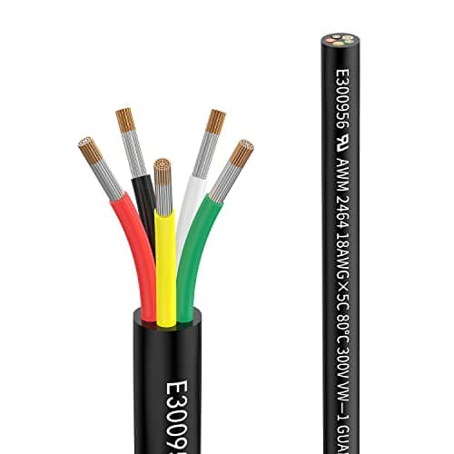 Image of 18awg 5×0.75mm² 10M Electrical wire 5 Conductor Extension Cable UL2464 DC 5V/12V/24V/300V 18Gauge Stranded Tinned Copper wire low voltage wire for Automotive led lamp waterproof outdoor landscape wire