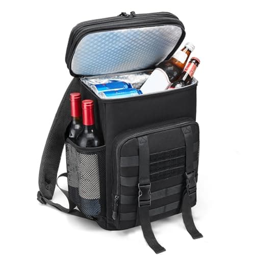 Image of HSHRISH Cool Bag Backpack, Double Layer Insulated Large Tactical Cooler Backpack for Men Adults Waterproof Leakproof Durable picnic cool bag for Men Work Hiking Travel Camping Picnic, 30L Black