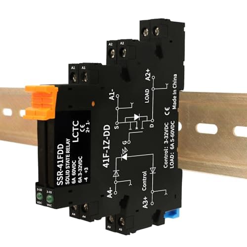Image of LClCTC (2pcs) Solid State Relay DD 1A, Signal Relay, Contactless DC to DC, Input: 3-32VDC, Output: 5-60VDC, DIN Rail
