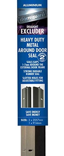 Image of STORMGUARD Heavy Duty Aluminium Silver brush around door seal draught excluder weather proofing by Stormguard. 4 ×1025 mm and 1 x 914 mm, enough for one single door opening