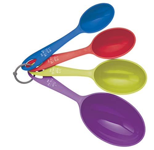 Image of Colourworks 4 Piece Measuring Cup Set, Multi-Coloured Plastic Rainbow Scoops/Spoons Kitchen Utensils, Accessories for Cooking and Baking, Brights