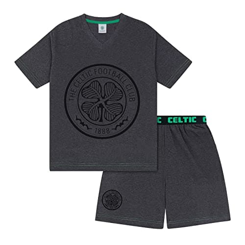 Image of Celtic FC Official Football Gift Mens Loungewear Short Pyjamas Grey Crest XXL