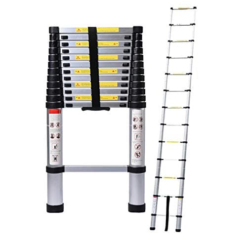 Image of 5M/16.4ft Aluminum Extension Folding Telescopic Loft Ladder Straight Attic Telescoping Ladders Capacity 150kg/330lb with Certificate EN 131