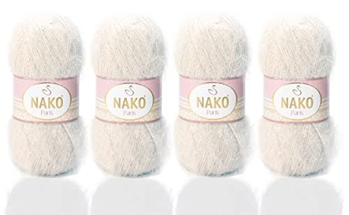 Image of NAKO Paris, Knitting Yarn, Crochet Yarn, Acrylic Shawl Winter Hat Scarf Yarn - 4 Skein(Ball) 40% Premium Acrylic - 60% Polyamide Each Skein/Ball 100 gr 268 yds (Mushrooms 6383)