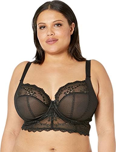 Image of Elomi Women's Charley Longline Underwire Bralette Plunge Bra, Opaque, Black, 40H US