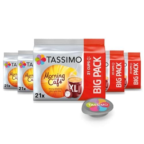 Image of Tassimo Morning Cafe XL x21 Coffee Pods (Pack of 5, Total 105 Capsules)