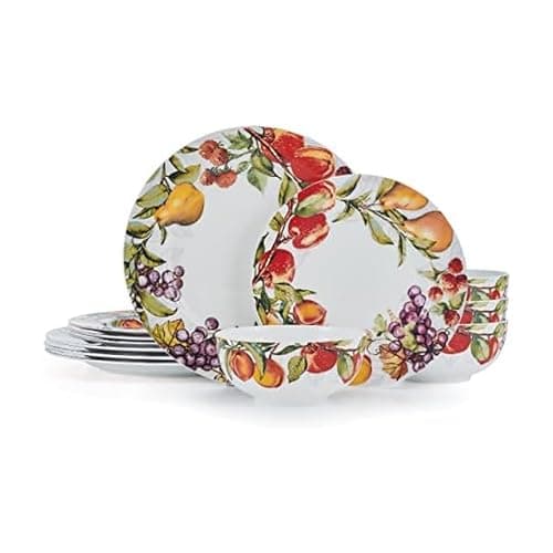 Image of Mikasa Orchard Bone China Lightweight Chip Resistant 12 Piece Dinnerware Set, Service for 4