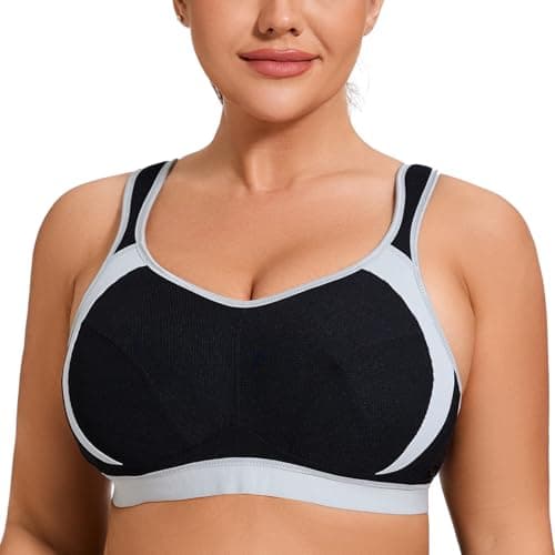 Image of AGONVIN Sports Bras for Women High Impact Plus Size Support Wirefree Running Control Black 32F