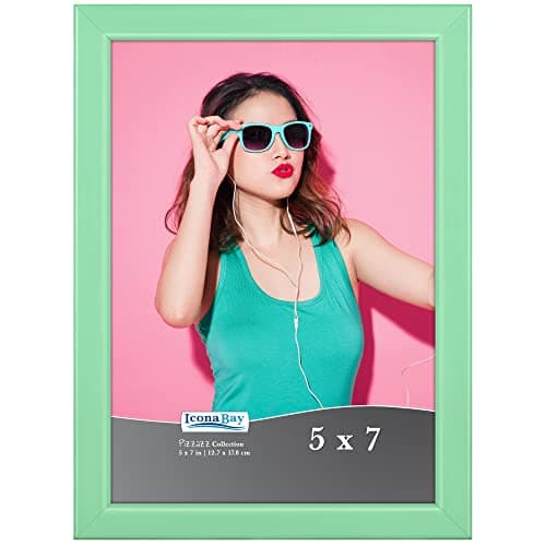 Image of Icona Bay 7x5 Pastel Green Picture Frame, Coloured Solid Wood Scandinavian Style Frame for Photo, Pizzazz Collection