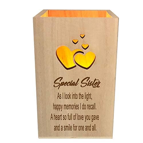 Image of Sister Remembrance Memorial Sentiment LED Tealight Holder Keepsake
