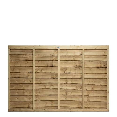Image of Premier Lap Wooden Fence Panel Overlapping Waney Larch, W: 6ft x H: 4ft Pressure Treated Timber for Outdoor Garden Privacy Screening & Boundary Fencing Wall Panels (182cm x 120cm)