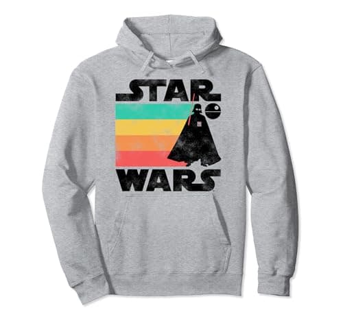 Image of Star Wars Darth Vader Silhouette Retro Stripes Pullover Hoodie